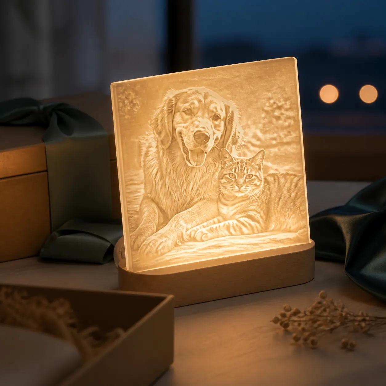 Litofanía personalizada impresa en 3D con luz